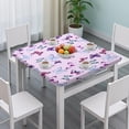 thumbnail image 3 of Pink Butterfly Pattern Square Fitted Tablecloth with Elastic Edge,Square Table Cover,Washable Elastic Table Cover for Home Kitchen Party Decor 34"x34", 3 of 6