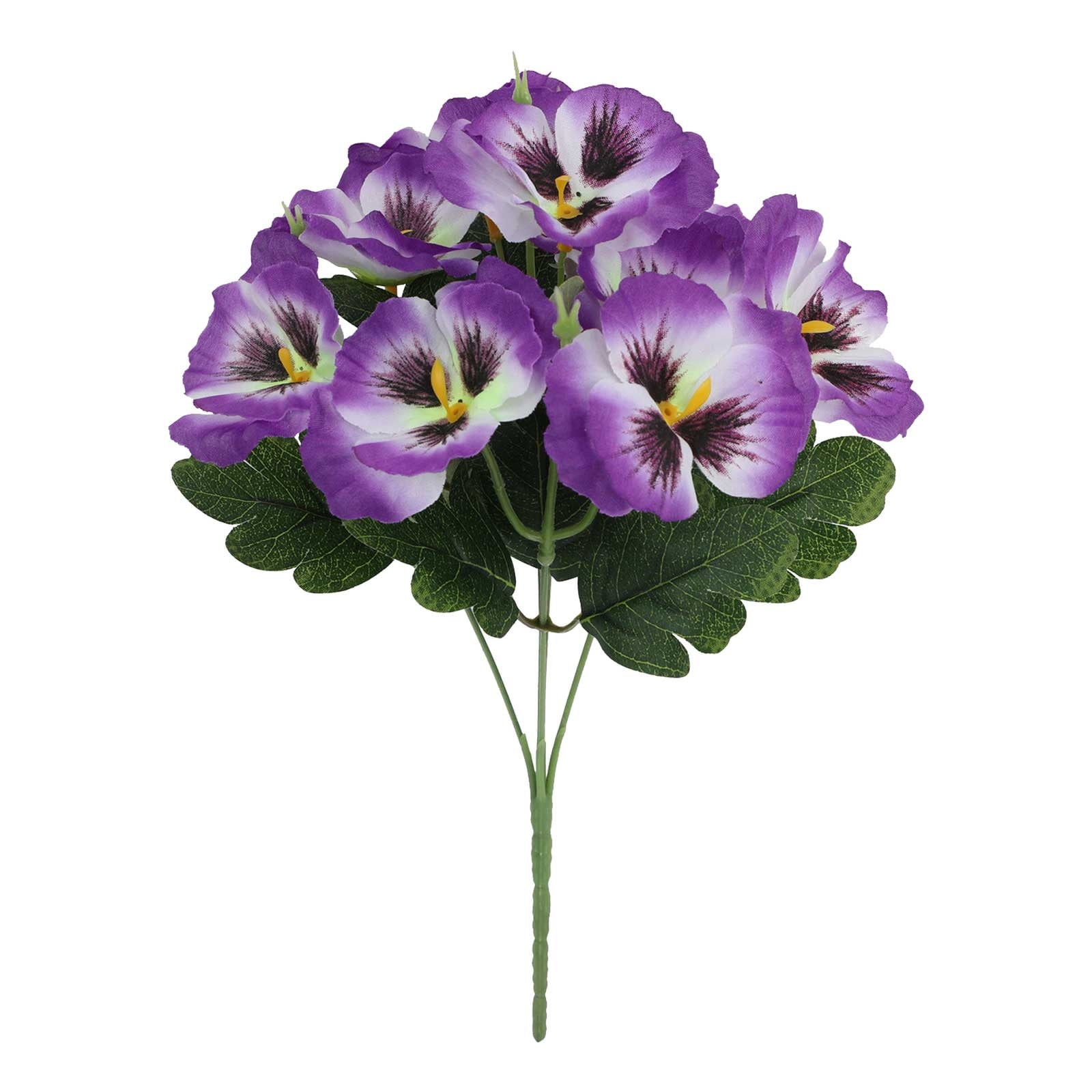 Artificial Fake Pansy Flowers for Outdoor, Faux UV Resistant Silk Pansies Plastic Flowers for Outside Planter Front Door Porch Yard Patio Window Wedding Garden Table Centerpieces Home Decor, Purple
