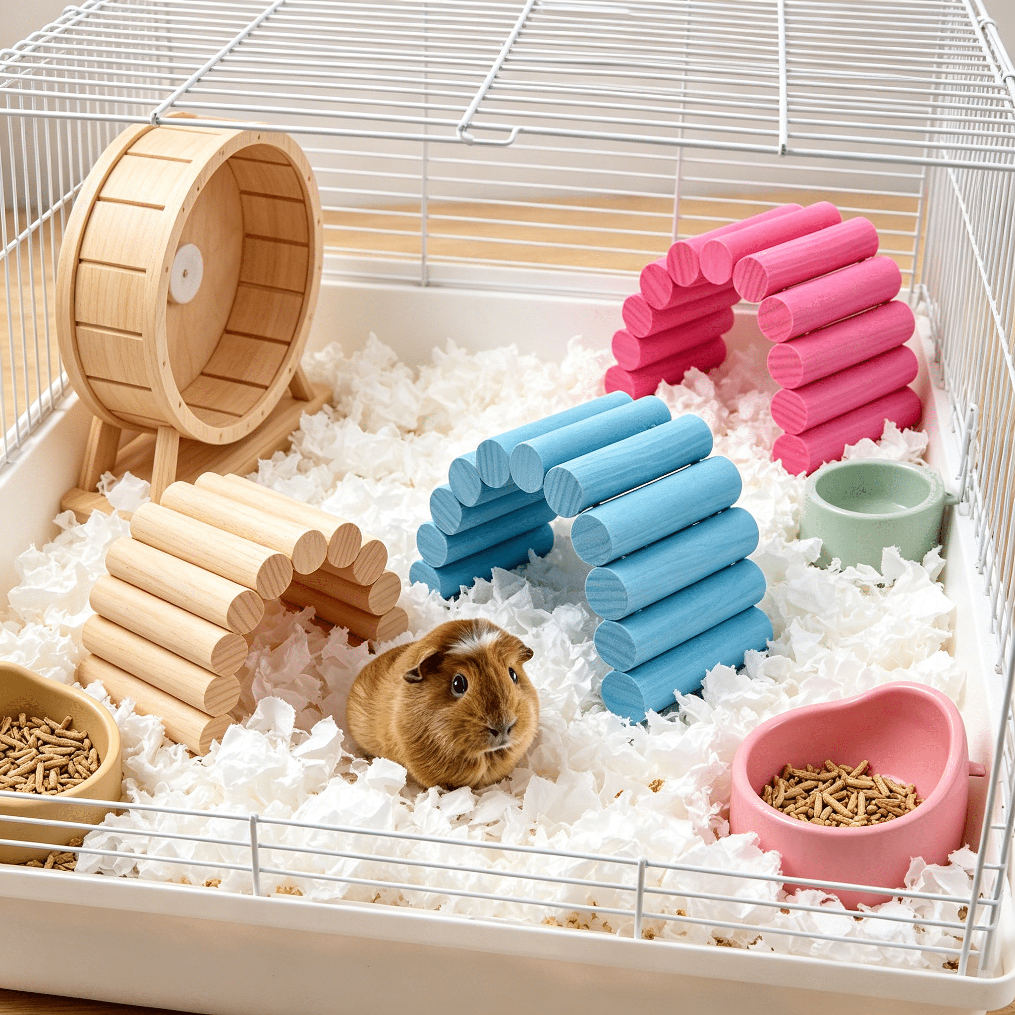 BESTSKY 2026 New Hamster Toys Relieves Anxiety and Stress Hamster House Eco-Friendly Wood Hamster Climbing Toys for Playing Climbing Pink