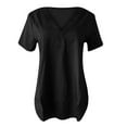 thumbnail image 6 of Njoeus Women's Cotton Short Sleeve T-Shirt Casual Summer V-Neck Tunic Tops Loose Comfy Blouses S-5XL （Available in Plus Size), 6 of 6