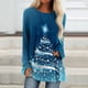 thumbnail image 1 of Pntutb, camisas informales florales de manga larga para mujer, jersey liso con cuello redondo, túnica holgada, tops con estampado de árbol de Navidad, blusa de manga larga con cuello redondo Pntutb Pntutb-3478, 1 of 5