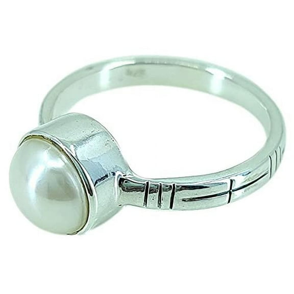 Navya Craft Freshwater Pearl 925 Sterling Silver Handmade Women Statement Ring, Pearl Jewelry Size 10.5