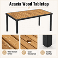 thumbnail image 6 of Seizeen 7-Piece Outdoor Table and Chairs, Patio Table Set with 6 Rattan Chairs, All-weather Outdoor Patio Dining Sets Rectangular Metal Table with Acacia Wood Top, Umbrella Hole, Gray, 6 of 10