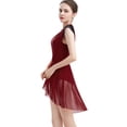 thumbnail image 2 of IBTOM CASTLE Women Elegant Lyrical Dance Dress Lace Cap Sleeve Asymmetrical Tulle Skirt Leotard Contemporary Ballet Dancewear M Wine Red, 2 of 8