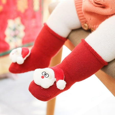 

1 Pair Newborn Cotton Winter Autumn Baby Girls Boys Kids Socks Infant Christmas Santa Claus Terry Warm Slippers Children Sock