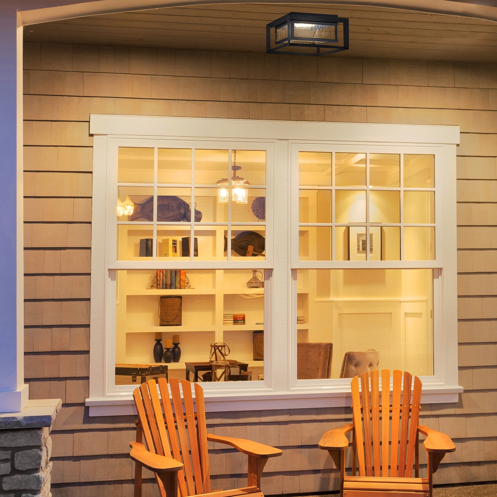 Design House Hartbrook 10" Matte Black Outdoor Integrated LED Ceiling Light with Clear Glass Shade