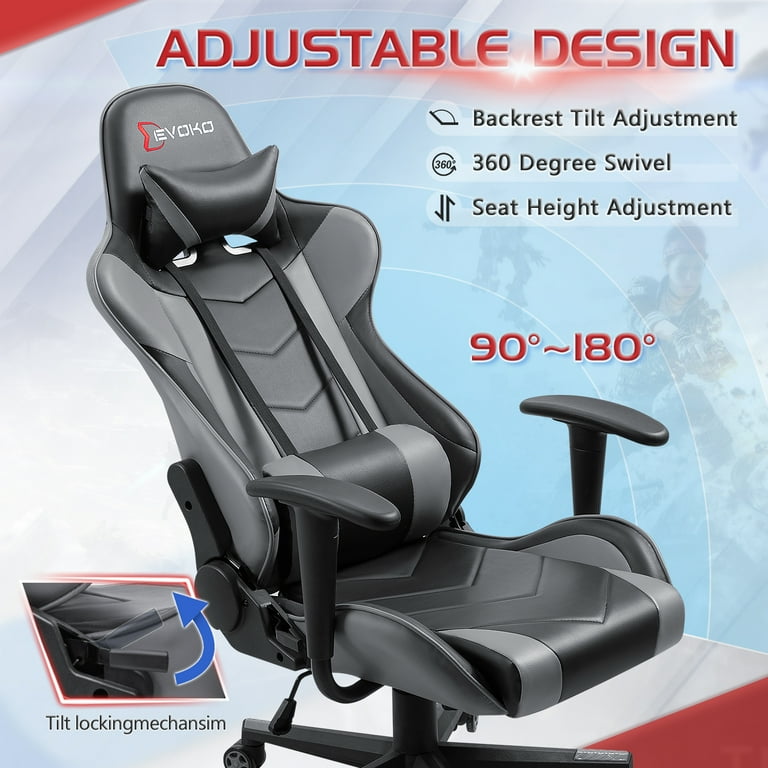  Devoko Ergonomic Gaming Chair Racing Style Adjustable Height  High-Back PC Computer Chair with Headrest and Lumbar Support Executive  Office Chair (Black/Red) : Home & Kitchen