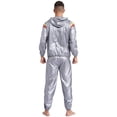 thumbnail image 2 of iiniim Men's Anti-Rip Sauna Suit Weight Loss Sweat Suit Training Gym Workout with Jacket Hood Type A Silver 4XL, 2 of 7