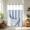 thumbnail image 5 of Bxaolu No Hook Shower Curtain with Snap in Liner Set Waffle Shower Curtain for Bathroom Hotel Quality Fabric Waterproof Inner Liner，71" W x 75" H Bathroom Curtain, 5 of 7