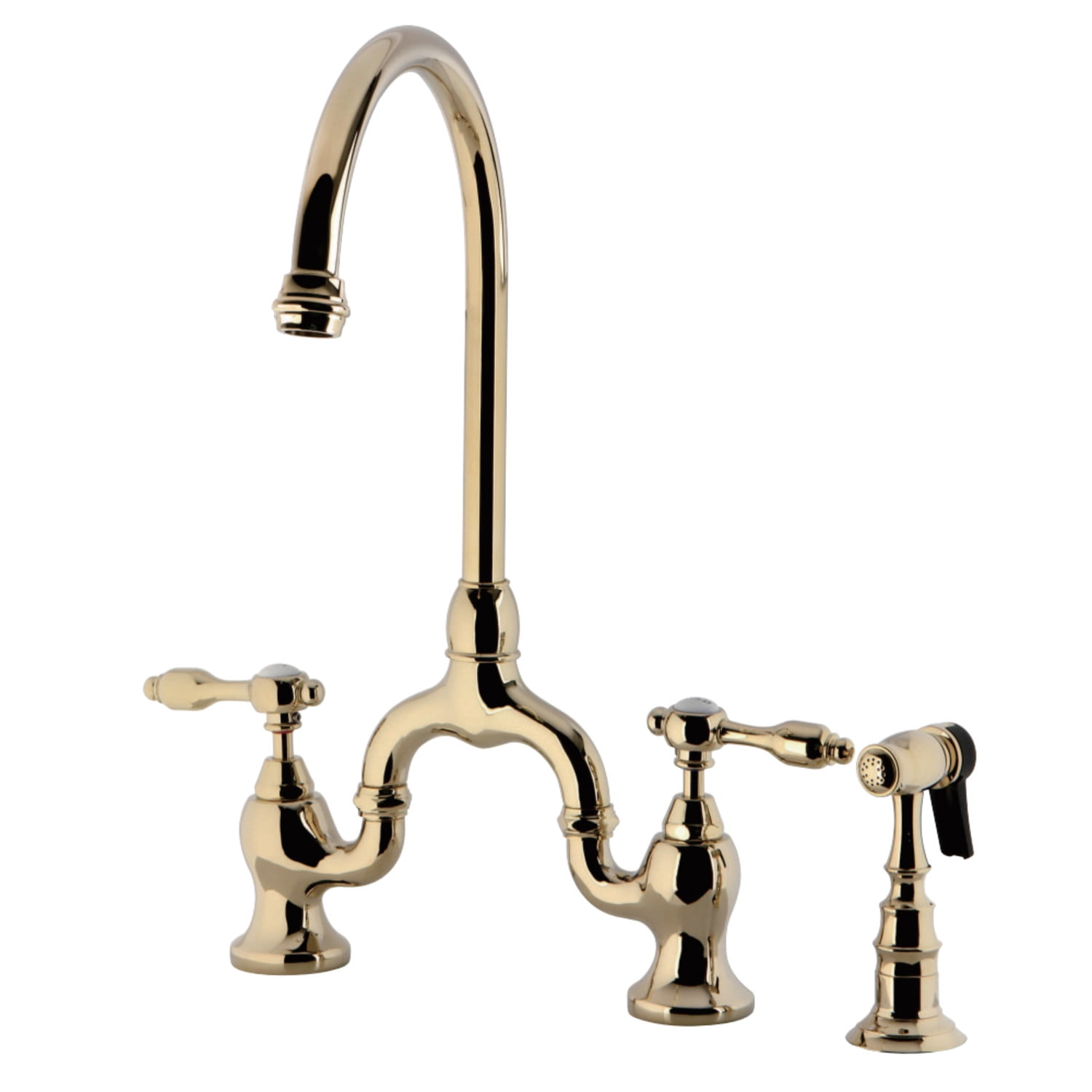 Kingston Brass KS7792TALBS Bridge Kitchen Faucet with Brass Sprayer