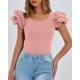thumbnail image 3 of Remera PRETTYGARDEN Verano 2025 Manga Volante Rosa Polvoriento M, 3 of 8