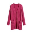 thumbnail image 5 of Hzzrkos Girls Fashion Casual Loose Fit Solid Color Long Sleeve Button Up Knit Cardigan Warm Thin Sweater Coat Outerwear for Kids Toddler Fall Winter Hot Pink, 5 of 5