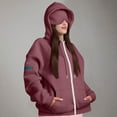 thumbnail image 6 of Under $10 Womens Sweatshirts, Women's Zip Up Hoodies Sweatshirts Clothes Teen Girl Fall Casual Drawstring Jackets With Pockets Overcoat, Wine XL, 6 of 9