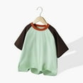 thumbnail image 4 of Viluyesy Girls Boys T-Shirt, Short Sleeve Crew Neck Cotton Color Block Summer Casual Raglan Tee Green 12T, 4 of 7