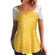 thumbnail image 1 of Mujeres Tops Casual verano encaje manga corta Split cuello túnica impresa camisetas camisetas Tops OAVQHLG3B Store lin121212, 1 of 4