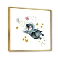thumbnail image 3 of Designart 'Little Penguin Flying Planets and Stars I' Farmhouse Framed Canvas Wall Art Print, 3 of 5