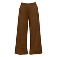 thumbnail image 4 of Wide Leg Sweatpants Women Elastic High Waisted with Pockets Casual Travel Work Pants Brown S, 4 of 6