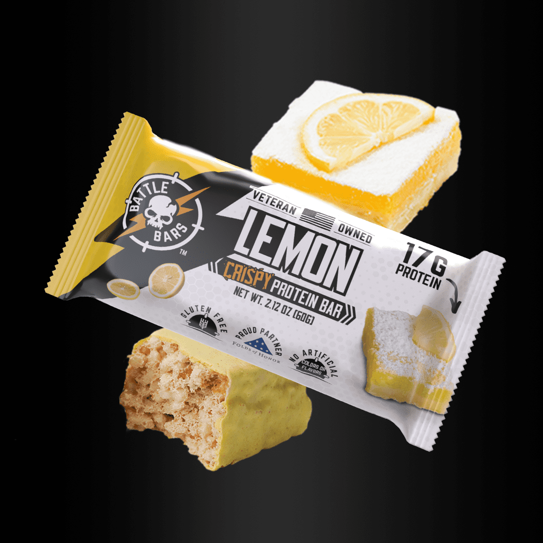 Battle Bars Lemon Marshmallow-Crisp Protein Bars, 12 Pack, 2.10oz, 16g Whey Protein, Gluten Free