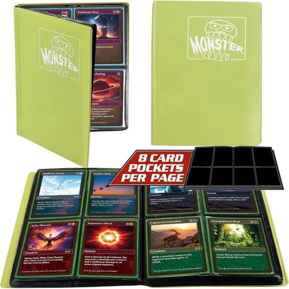 Monster Binder - 4 Pocket Trading Card Album - Matte Yellow (Anti-theft Pockets Hold 160  Yugioh, Pokemon, Magic the Gathering Cards)