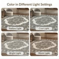 thumbnail image 7 of ODIKA 5'x7' Washable Area Rug Non-Slip, Low Pile, Stain Resistant Vintage Boho Distressed Border Motifs Ivory Tan Grey Neutral Refined Structured for Guest Room, Lounge, Apartment, 7 of 7