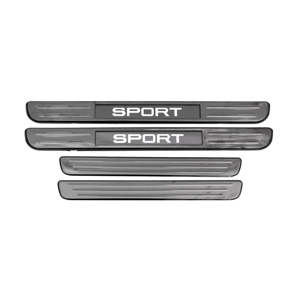 OMAC Dark Chrome Illuminated Sport Door Sill Protector Scuff Plate S. Steel 4 Pcs