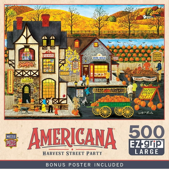MasterPieces Americana Harvest Street Party 500 Piece EZ Grip Jigsaw Puzzle