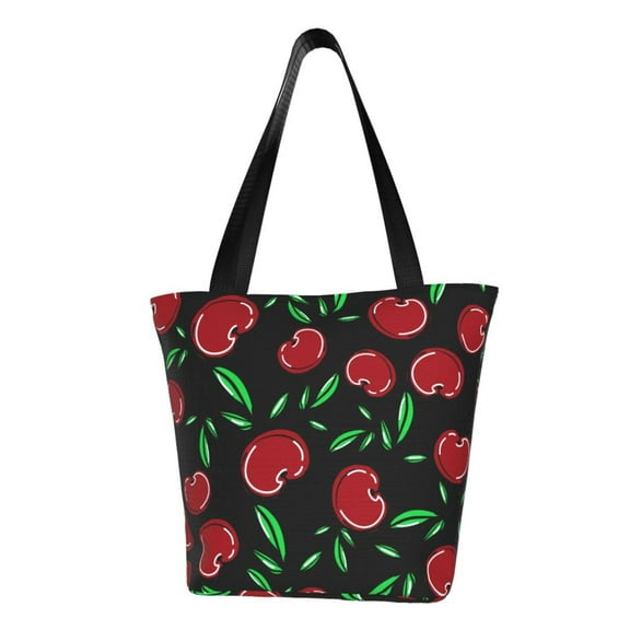 Defioc Cherry Print Tote Bag for Women,Shoulder Bag with Zipper Casual Tote's Handbag Big Capacity Shoulder Bag with Inner Pocket Fit for Shopping,Office,Travel