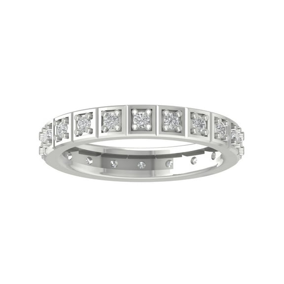 Araiya 10K White Gold Round Diamond Eternity Band Ring (1/2 cttw, I-J Color, I2-I3 Clarity), Size 10