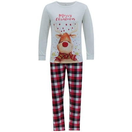 

Christmas Plaid Printed Loungewear Christmas Family Matching Pajamas Long Sleeve Home Sleepwear FOR DAD