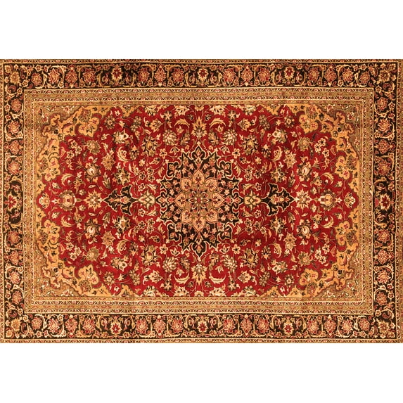 Ahgly Company Indoor Rectangle Medallion Orange Traditional Area Rugs, 8' x 10'