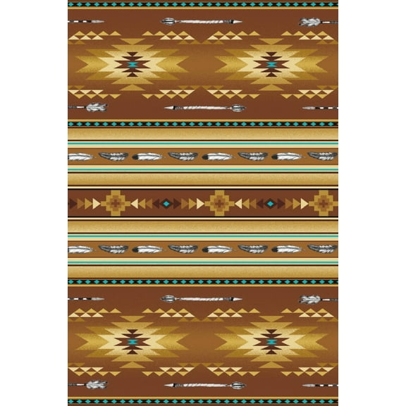 Cotton Native Spirit Aztec Southwest Stripes Feathers Arrows Timeless Treasures Gold Cotton Fabric Print by the Yard (530GOLD)