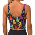 thumbnail image 4 of Uemuo Colorful Cats Pattern Women's Sports Bra - High Impact Support, Breathable, and Comfortable Athletic Bra for Running, Yoga, and Workouts, 4 of 9