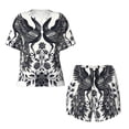 thumbnail image 4 of Lsque Artistic Black White Peacocks Women's Short-Sleeved Pajama Set - 2 Piece Soft and Lightweight Sleepwear Set-XX-Large, 4 of 9