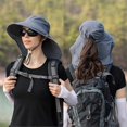 thumbnail image 3 of Women's Sun Hat with Neck Flap, Wide Brim, UV Protection, with Ponytail Hole, Chin Strap for Summer, Mountaineering, Cycling, 3 of 4