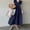 *Dark Blue, variant on ClodeEU Women's Denim Flutter Sleeve V Neck Loose Fit Dress ,Casual Chic Midi Dress for Work and Daily Wear Sky Blue,Womens Plus M