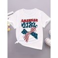 thumbnail image 1 of American Girl Graphic Cotton T-Shirt – Patriotic Stars & Stripes Design with Red, White, and Blue Accents – Comfortable Round Neck Short Sleeve Top for Girls, Perfect for Home, 1 of 5