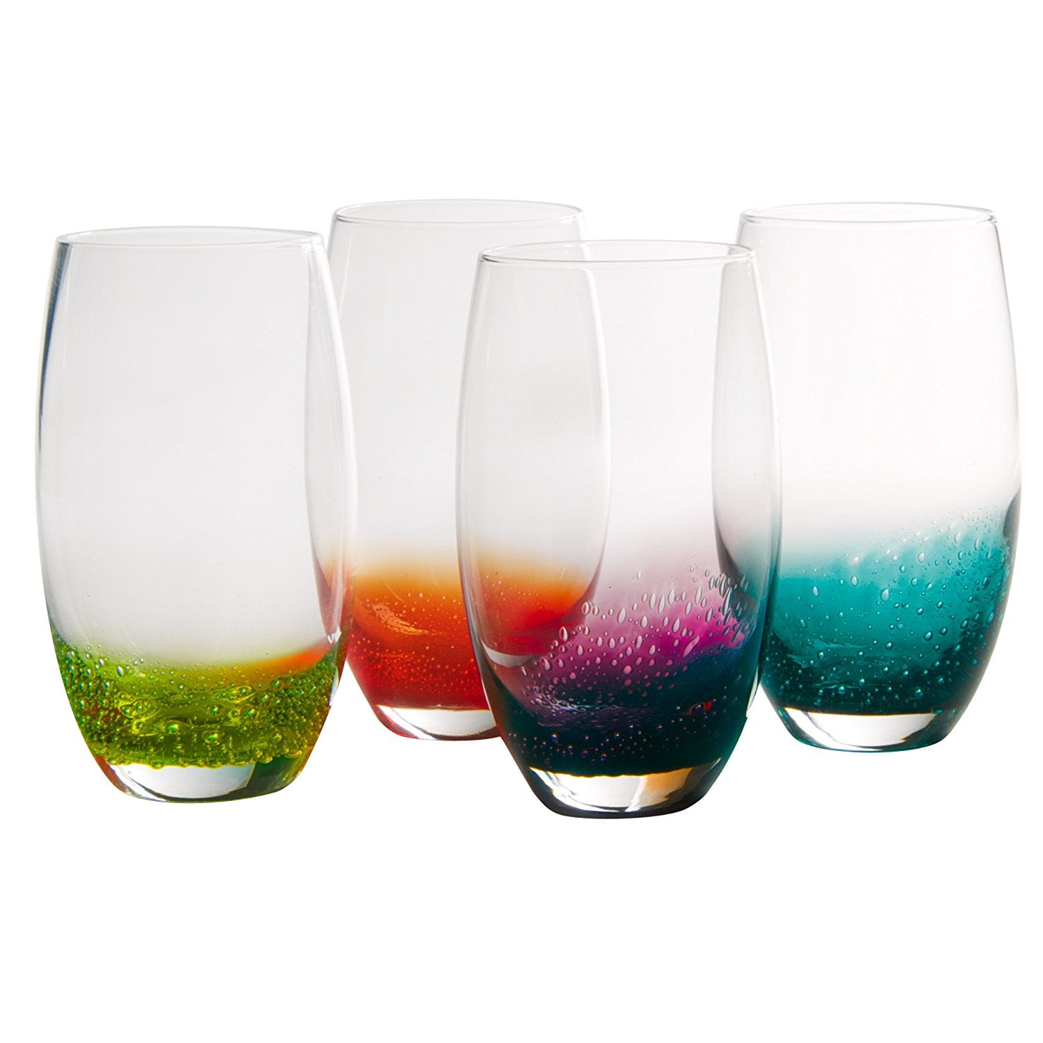 multi colored drinking glasses