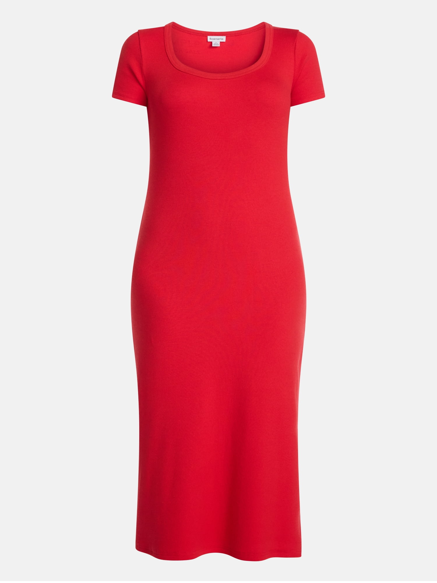Scenario Women's Scoop Rib Midi Dress, Sizes XS-XXXL