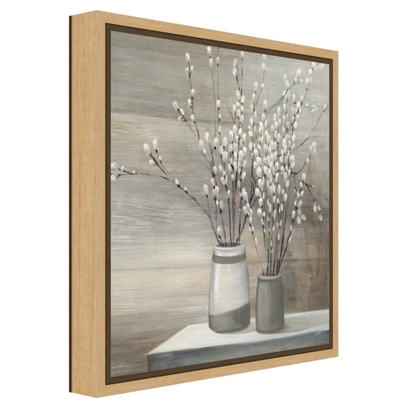 Amanti Art Pussy Willow Still Life Gray Pots Crop Framed Canvas Wall Art