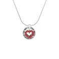 thumbnail image 2 of Delight Jewelry Silvertone Open Heart with Red Crystal Border Silver-tone You Mean the World to Me Ring Necklace, 18", 2 of 4