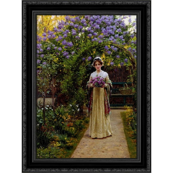 Lilac 19x24 Black Ornate Wood Framed Canvas Art by Leighton, Edmund Blair