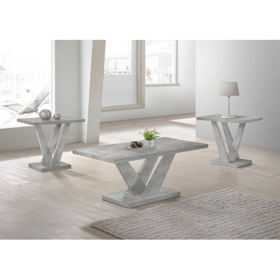 3PC Gray Coffee Table Set Coffee Table and 2 End Tables Rectangular Square Shape Contemporary Style Living Room Home Furniture