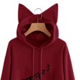 thumbnail image 2 of Sonducket Loose Fit Cartoon Cat Print Mujer con capucha Print Mujer Camisa Manga larga Cuello Sudadera con capucha Prendas para la parte del cuerpo Vino rojo XXL, 2 of 6
