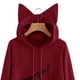 thumbnail image 4 of Minnieouse Loose Fit Cartoon Cat Print Mujer con capucha Print Mujer Camisa Manga larga Cuello Sudadera con capucha Prendas para la parte del cuerpo Vino rojo S Minnieouse FS9881-11, 4 of 6