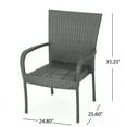 thumbnail image 4 of GDF Studio Sloane Outdoor Wicker and Acacia Wood 5 Piece Dining Set, Gray, 4 of 13