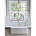 thumbnail image 3 of Sheer Curtains 54 Inch Length 2 Panels Set for Kitchen, Spring Semi Sheer Curtains for Windows, Bicycles Botanical Leaves Rose Colorful Stripes Voile Window Treatments Rod Pocket Curtain, 3 of 7