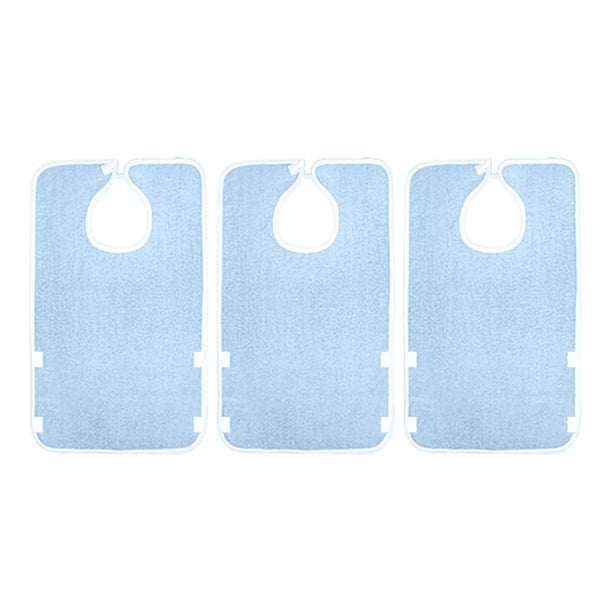 Baberos para adultos Jinwen 3 piezas ajustable cómodo lavable a máquina azul impermeable
