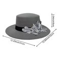 thumbnail image 5 of Slccxzc Elegant Fedora Hat with Floral Embellishment Retro Wide Brim Hat Panama Floppy Cap for Wedding Race Banquet Tea Parties, 5 of 7