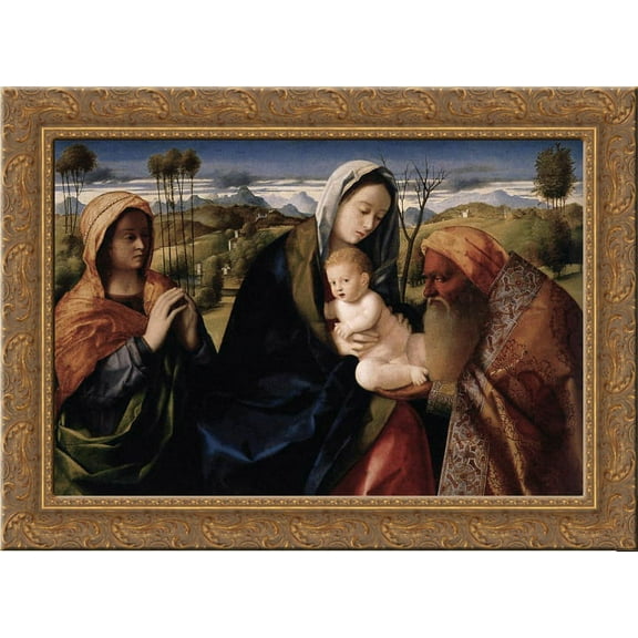 Holy Conversation 24x20 Gold Ornate Wood Framed Canvas Art by Bellini, Giovanni