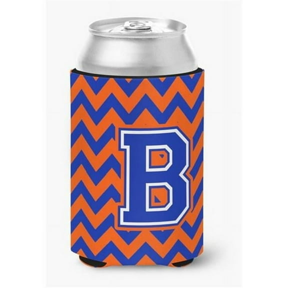 Letter B Chevron Orange & Blue Can or Bottle Hugger, 0.25 x 4 x 5.5 in.